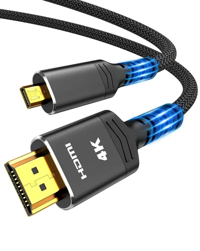 Vista 9 de Highwings - Cable micro HDMI a HDMI 4K de 30 cm, 4K@60Hz HDR, cable micro HDMI compatible con cámara DSLR, Raspberry Pi, GoPro Hero para TV