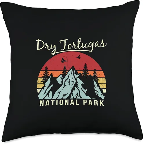 Vista 4 de Vintage Retro Hiking Camping Dry Tortugas National Park Throw Pillow