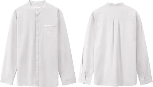 Vista 7 de Camisas casuales de lino de algodón de manga larga para hombre, con botones, lisas, lisas, enrollables, para verano y playa