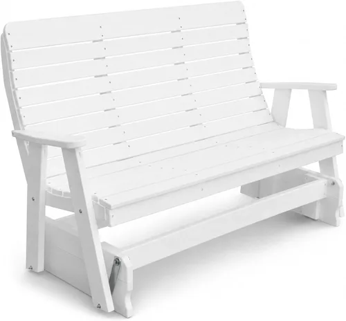 Vista 21 de Amish Made Antique Mahogany 4 ft Outdoor Glider Bench, HDPE Made in USA Fairfax Collection HDPE Poly Lumber Outdoor Glider Bench, All-Weather