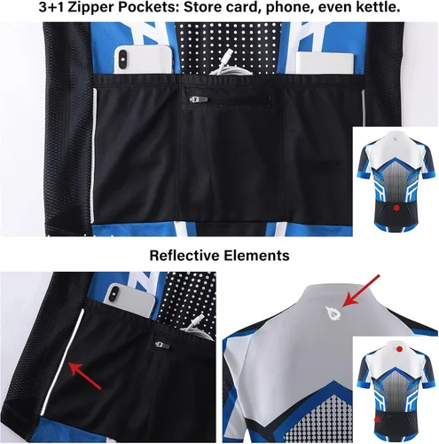 Vista 5 de BALEAF Mens Cycling Jersey Short Sleeve Bike Shirts 4 Pockets Road Biking Tops Full Zip Clothing MTB Breathable UPF 50