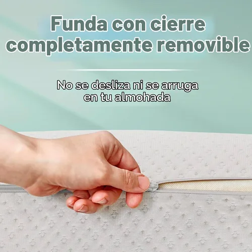 Vista 7 de Snuggle-Pedic funda de almohada extraíble con cierre de material de bambú lujoso Kool-Flow Blanco