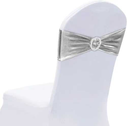 Vista 12 de Obstal 10 cintas elásticas de elastano para sillas de recepción de boda, bandas elásticas universales para silla con hebilla deslizante