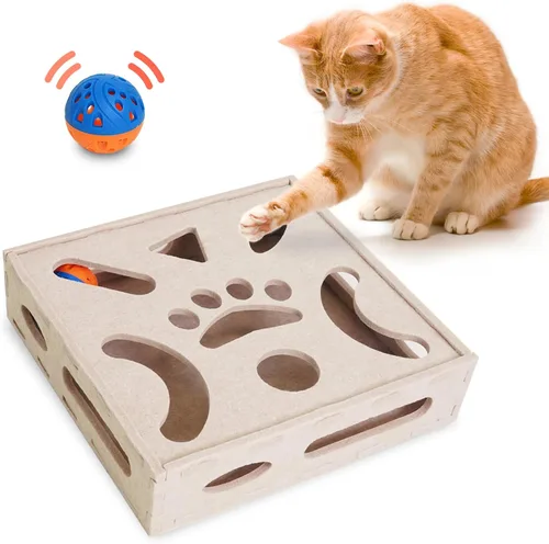 Vista 8 de PETKARAY Túnel para gatos, cueva original para gatos de interior, tubos y túneles de juego para gatitos grandes, juguete de fieltro suave con Beige