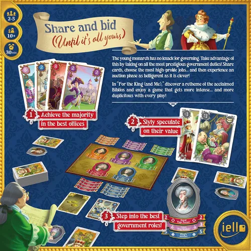 Vista 3 de IELLO: para The King (and Me), juego de mesa de estrategia, un tema cómico que le encantará a toda la familia, mecánica de subastas y colecciones