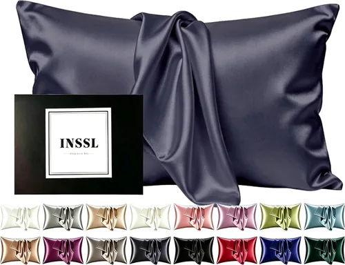 Vista 10 de INSSL - Funda de almohada de seda para mujeres, funda de almohada de seda de morera para cabello y piel, mantente cómoda y transpirable durante