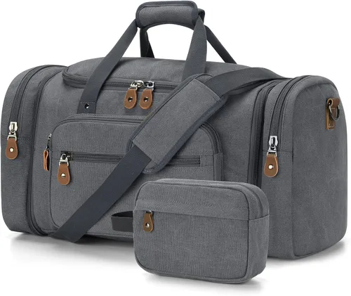 Vista 17 de Gonex Canvas Duffle Bag, Expandable 50L Travel Overnight Weekender Bag Verde militar