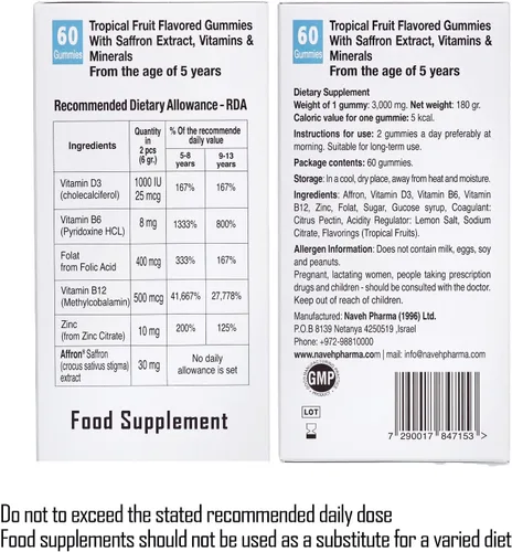 Vista 8 de NAVEH PHARMA Be Focus Suplemento de enfoque Potenciador natural del cerebro para niños y adultos Suplementos de azafrán de 30 mg Nootrópico