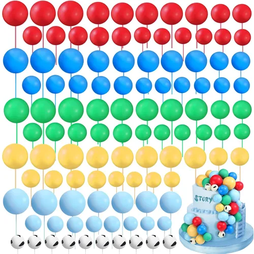 Vista 8 de 108 piezas de decoración de bolas para tartas, decoración de cupcakes, globos de espuma para tartas de bricolaje para bodas, aniversarios, blanco