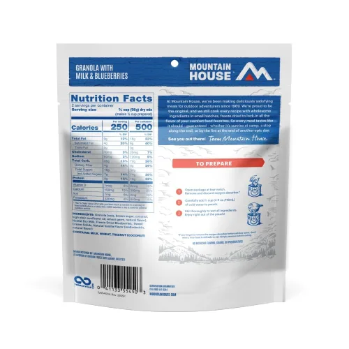 Vista 4 de Mountain House granola con leche y arándanos Comida liofilizada para mochileros y camping Pack de 6