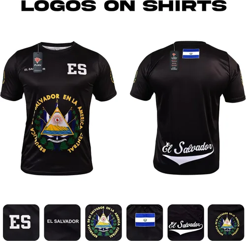 Vista 4 de Fury Camiseta de fútbol El Salvador - Camisa unisex blanca y negra para todos los salvadoreños