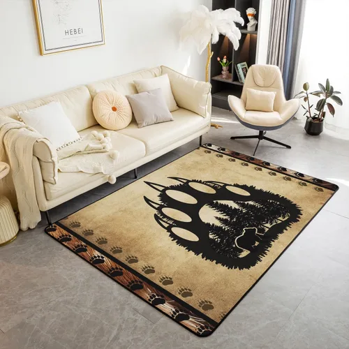 Vista 9 de jejeloiu Alfombras de ciervo para sala de estar, dormitorio, niños, alfombra decorativa de animales salvajes, 4 x 5, naturaleza, vida silvestre