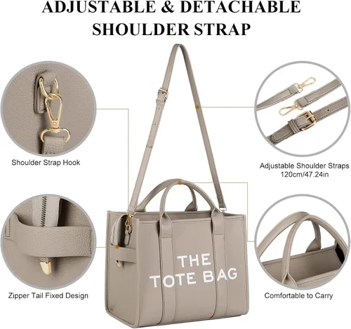 Vista 6 de JQAliMOVV The Tote Bags para mujer Bolso grande de cuero de moda, bolso de mano de viaje de moda, bolso cruzado de hombro con asa superior