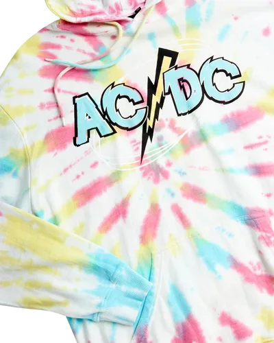 Vista 2 de ACDC Sudadera para mujer, sudadera con capucha vintage de teñido anudado, sudadera retro de concierto Hard Rock para mujer (S-XL)