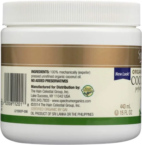 Vista 2 de Spectrum Essentials Aceite de coco orgánico, sin refinar, 15 onzas (paquete de 3)