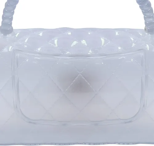 Vista 5 de Bolso cruzado de gelatina de color caramelo para mujeres y niñas, bolso de hombro transparente con asa superior con cuentas