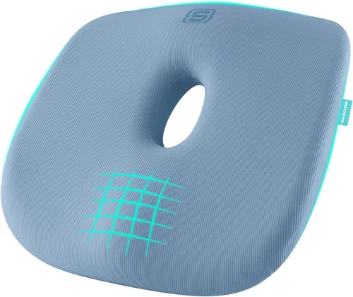 Vista 14 de Skechers Cojín de asiento de espuma viscoelástica, cojín para silla de oficina con forma de dona para aliviar el dolor de coxis, almohada para silla