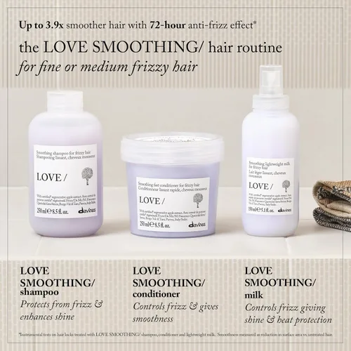 Vista 7 de Davines LOVE/Champú suavizante, limpiador suave antiencrespamiento para cabello encrespado, grueso o rebelde, promueve el alisado y el brillo