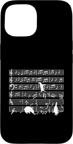 Vista 6 de iPhone 16 Notas musicales con pingüino en partitura musical - Estuche para profesor de música