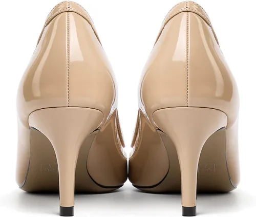 Vista 6 de YODEKS Zapatos de tacón bajo para mujer con punta puntiaguda, tacón de gatito, zapatos de trabajo de oficina para novia, noche, baile de graduación