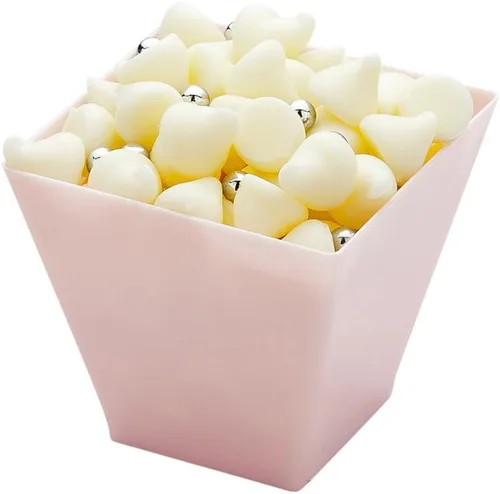 Vista 16 de Restaurantware Mini vaso de postre Kova de 2 onzas, elegantes vasos cuadrados de plástico rosa en polvo: perfecto para servir postres y muestras