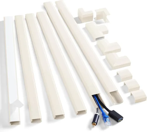 Vista 12 de ZhiYo Kit de Pared para Ocultar Cables, Cubierta de Cable de 87 Pulgadas para TV Montada en Pared, Cubiertas de Alambre para Cables, Ocultadores