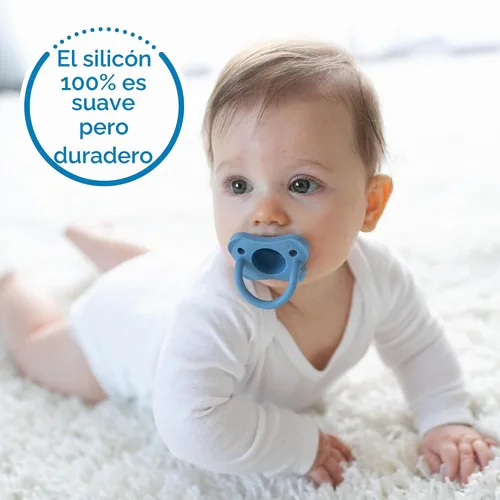 Vista 5 de Dr. Brown's HappyPaci - Chupón de silicona, azul y blanco, 0.0-19.7 ft, paquete de 4
