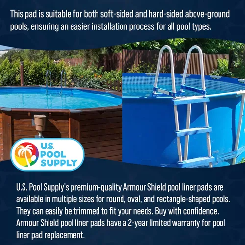 Vista 5 de U.S. Pool Supply Ground Shield - Almohadilla para revestimiento de piscina redonda de 12 pies de servicio pesado para piscinas sobre el suelo