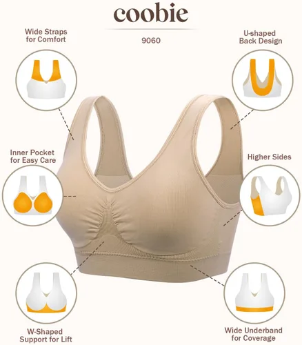 Vista 72 de Coobie Brasier sin costuras de cobertura completa para mujer con acolchado extraíble para mayor comodidad