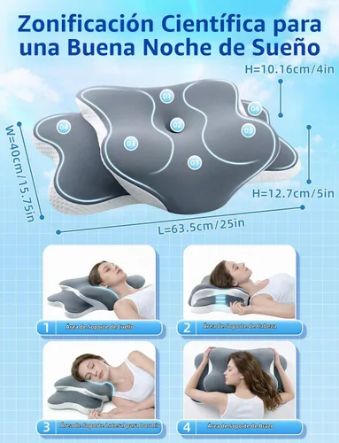 Vista 5 de Almohada de apnea del sueño, almohada cervical para aliviar el dolor de cuello y hombros, almohada de espuma viscoelástica, almohada ergonómica