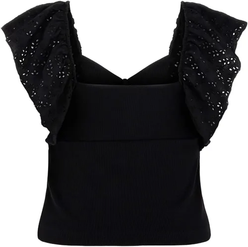 Vista 2 de GUESS Top Raina de manga con volantes para mujer