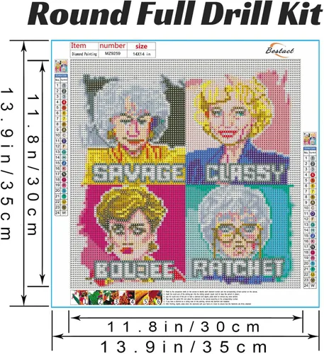 Vista 3 de bestact Kits de pintura de diamantes, kit de arte de diamantes para adultos, taladro redondo completo, pintura con diamante para regalo, decoración