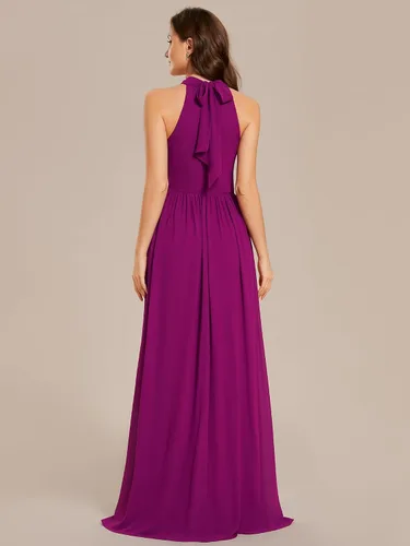 Vista 2 de Ever-Pretty Mujeres Una Línea Bowknot Halter Plisado Split Maxi Vestidos Formales 02014