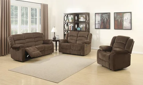 Vista 9 de AC Pacific Bill Modern - Sillón reclinable manual tapizado para sala de estar con almohada acolchada, reposabrazos y asiento reclinable, silla Marrón