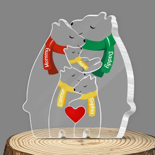Vista 3 de Rompecabezas personalizado con nombre de la familia, rompecabezas de oso de madera, rompecabezas de madera personalizable de roble decorativo