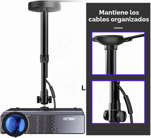 Vista 6 de DAWASAPAT Soporte de techo para proyector con nuevo cardán, soporte de proyector de longitud ajustable, tornillo de ¼ de pulgada, compatible