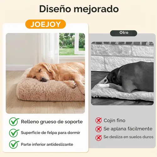 Vista 4 de JOEJOY - Almohadilla para cama para perro, cama de lujo lavable para perros, almohadilla suave antideslizante para perros pequeños, 23 x 18 Beige