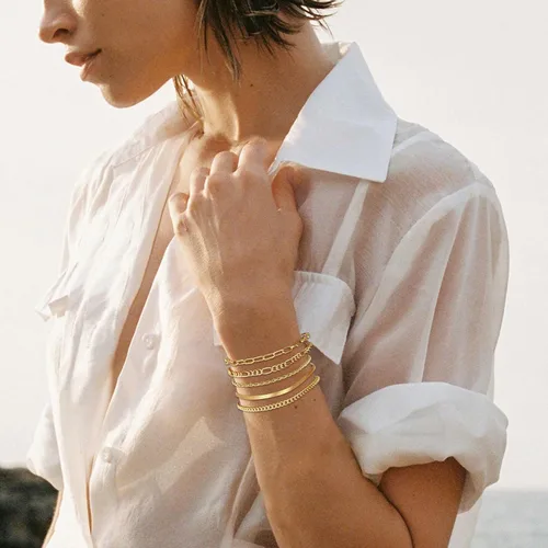 Vista 82 de Long tiantian Pulsera de oro gruesa para mujer, pulseras de oro delicadas, pulseras para mujer, pulseras apilables de eslabones de cadena