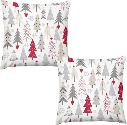 Vista 14 de Juego de 2 fundas de almohada de Navidad, decoración rústica de árbol de Navidad, fundas de sofá festivas, sofá, dormitorio, hogar