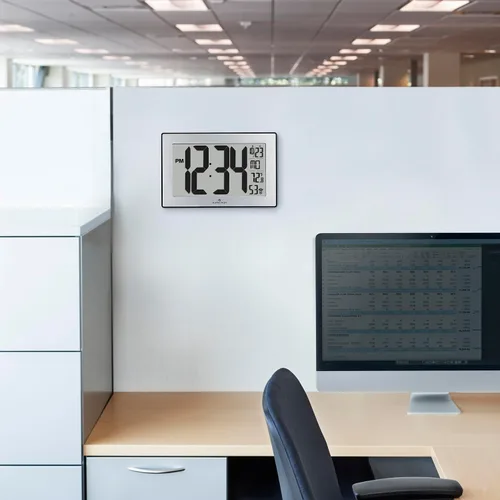 Vista 2 de Marathon CL030068 - Reloj de pared panorámico con soporte de mesa Acero inoxidable cepillado