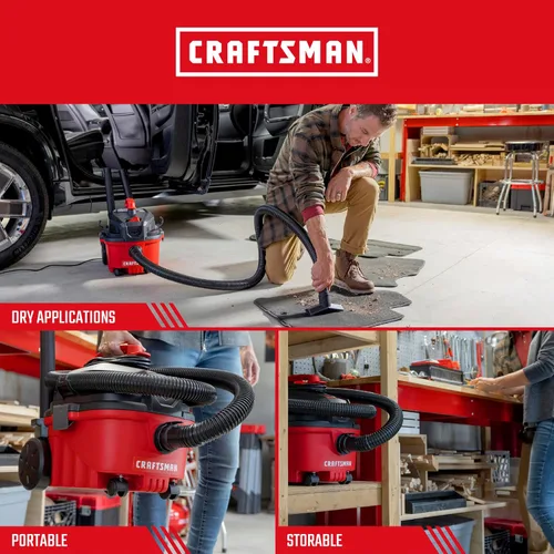 Vista 4 de CRAFTSMAN CMXEVBE17040 Aspiradora para Seco y Húmedo de 4 Galones, 5.0 HP Máximo, Aspiradora de Taller Portátil para Seco y Húmedo con Filtro