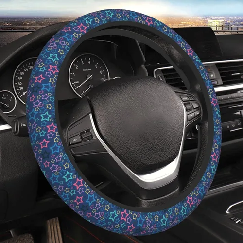 Vista 9 de Funda de volante para auto, universal de 15 pulgadas, de neopreno, con diseño de luna, sol y galaxia espacial, para interior, accesorios de 17