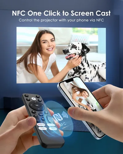 Vista 4 de Proyector inteligente 4K para dormitorio, proyectores de cine en casa para interior y exterior con WiFi, Bluetooth, NFC, Airplay inalámbrico