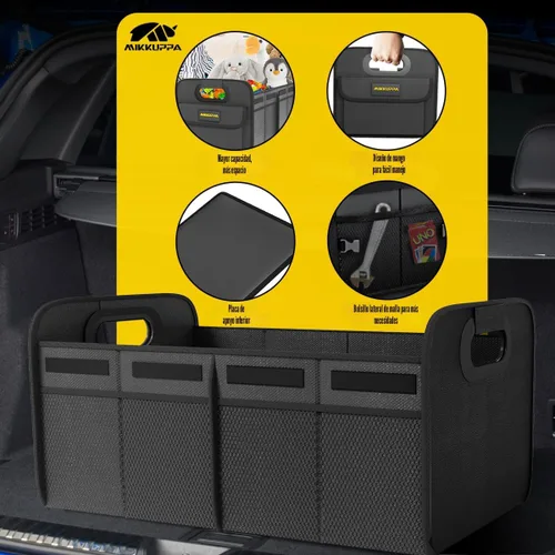 Vista 8 de MIKKUPPA Organizador de maletero de automóvil, organizador plegable de 70 litros para comestibles, organizadores de almacenamiento de automóvil
