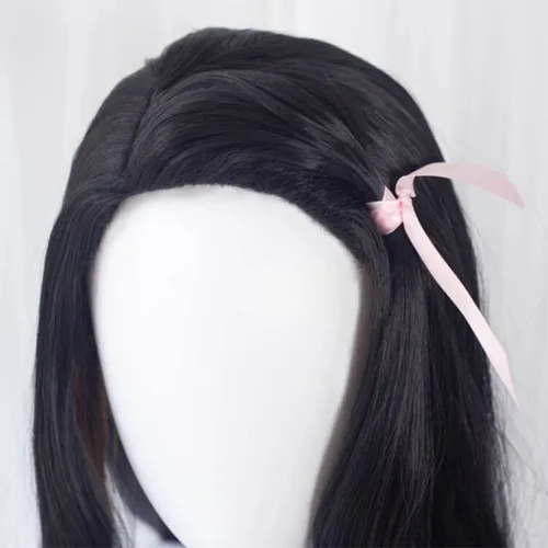 Vista 6 de AniLnc Pelucas largas Ombre negro naranja Kamado Nezuko Cosplay Pelucas Cosplay disfraz pelo