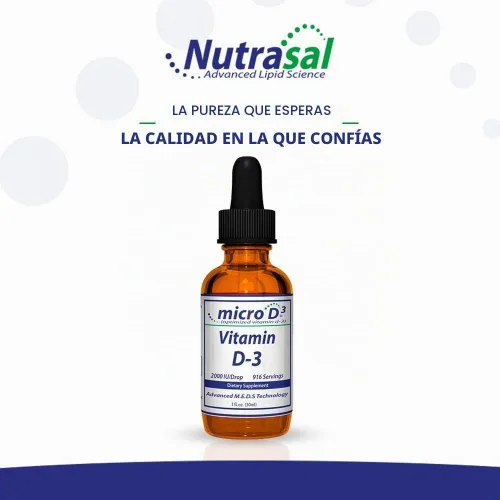 Vista 7 de Nutrasal Micro D3 Vitamina D-3 Gotas – Alto Concentrado (2 Millones de UI) Vitamina D3 con Nano Tecnología y hasta 10 veces más absorción -1 oz