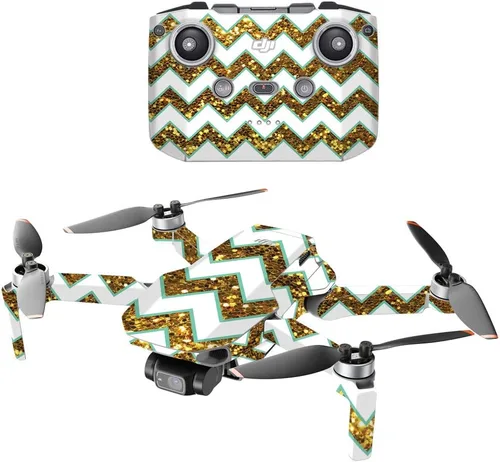 Vista 16 de MightySkins - Compatible con DJI Mini 2 Dron portátil – Aqua Chevron Funda protectora de vinilo duradera y única Fácil de aplicar, quitar y Acua
