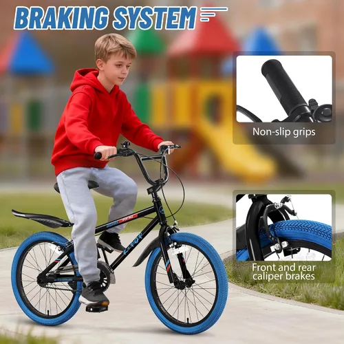 Vista 3 de Bicicleta infantil de 20 pulgadas estilo BMX, bicicletas para niñas y niños de 8 a 12 años, bicicleta de una sola velocidad para niños y niñas