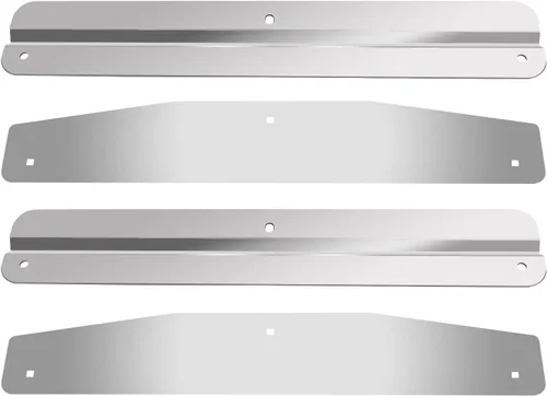 Vista 5 de Par de pesos para solapa de barro de acero inoxidable de 24" con placa de respaldo espejada, juego universal de 4 piezas 10424-4