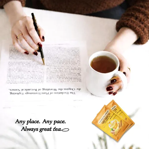 Vista 4 de Life Plus Style Gourmet Essence of Ginger Honey Ginger Canela, té de hierbas 20 paquetes de té instantáneo en polvo, sin cafeína, mezcla de canela
